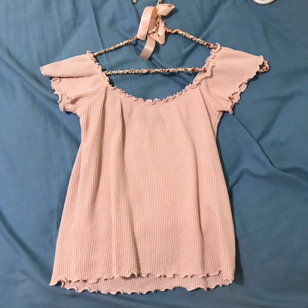 brandy pink off the shoulder top